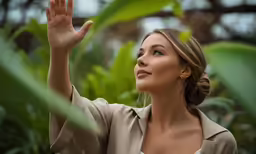 woman reaching for a hand at a jungle
