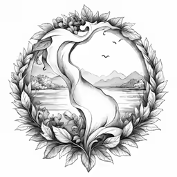 a drawing of a woman with leaves around her neck
