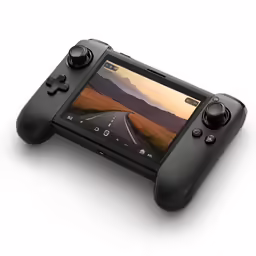 a close up of a game controller on a white background