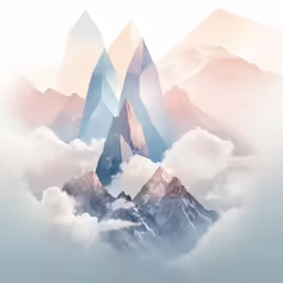 abstract mountains and clouds are shown in the sky