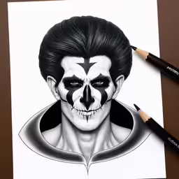 a drawing with some black and white paint on it