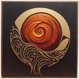 an artistic artwork piece of orange and brown waves