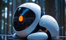 a modern looking robot is shown on display