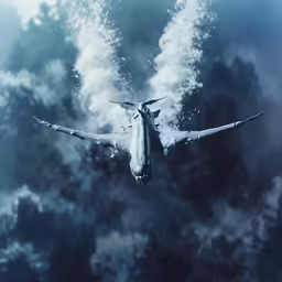 a military aircraft is flying in a dark cloudy sky
