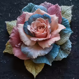 the flowers on the ground are made out of fake leaves