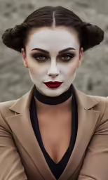 an image of a woman with makeup and the image of a mime on her face