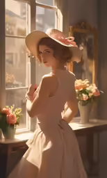 an image of a woman looking out the window