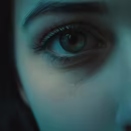 the eyes of a woman in white shirt