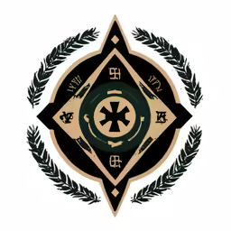 a graphic of a celtic cross surrounded by branches and other items