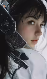 a girl with long hair in a sci - fi movie