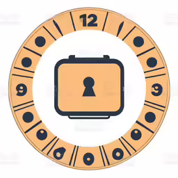 the clock shows twelve to twelve minutes and a lock on top of it