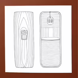 a drawing of two water dispensers with a brown border