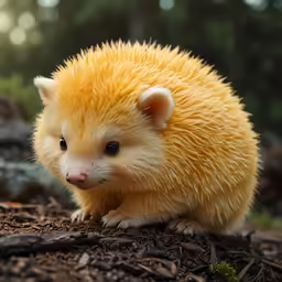 an orange and white furry animal standing on the ground