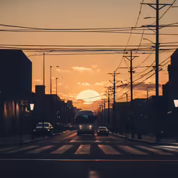 cars stopped at a crosswalk in the city