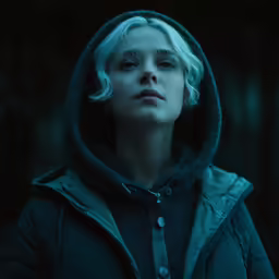 a close up of a person in a coat