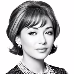 a woman wearing pearl jewelry posing for a photo
