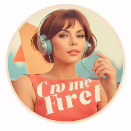 a woman is listening to headphones while wearing a t - shirt