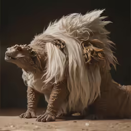 the large furry animal has long white hair