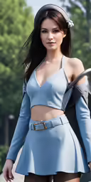 a model walking down the street wearing tight, high waisted shorts and heels