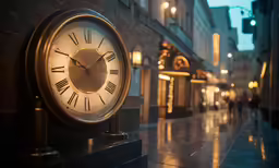 there is a clock on the street that reads 12 20