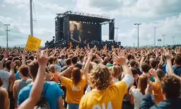 a large crowd of people watching a person on stage