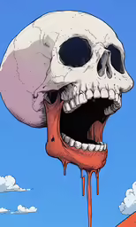 a large, white skull with its mouth open