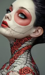 woman with painted head and body art