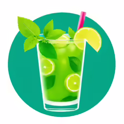 the drink has mint and lemon slices