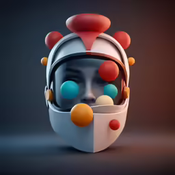 a woman with different colored balls in her face