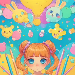 there are many stuffed toys floating around and wearing different outfits