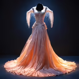 a ball gown with the front piece covered in pearls