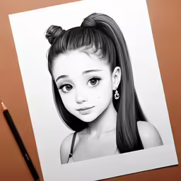 a pencil sketch of a girl with long hair