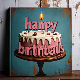 a cake with a happy birth symbol and a candle
