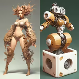 two images, one of a robot and the other of a girl